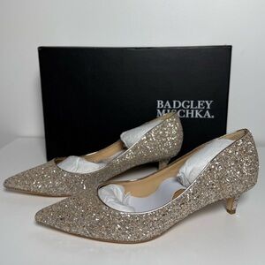 Badgley Mischka NIB Madison II Glitter Pointed Toe Kitten Heel
